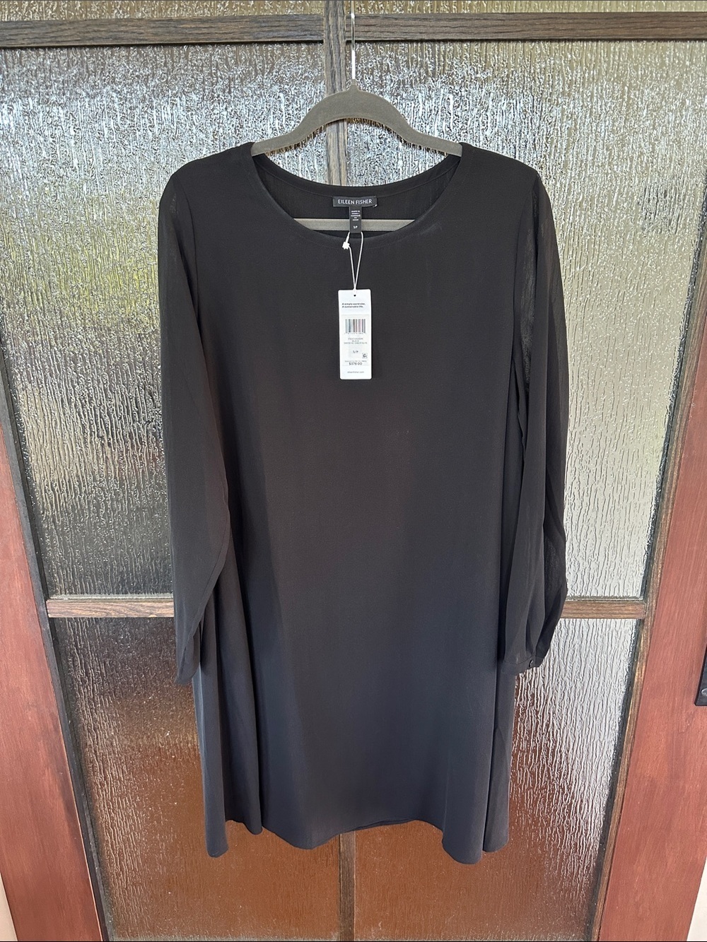 Eileen Fisher Silk Georgette Crepe Jewel Neck Dress size Sm NWT - Picture 2 of 7
